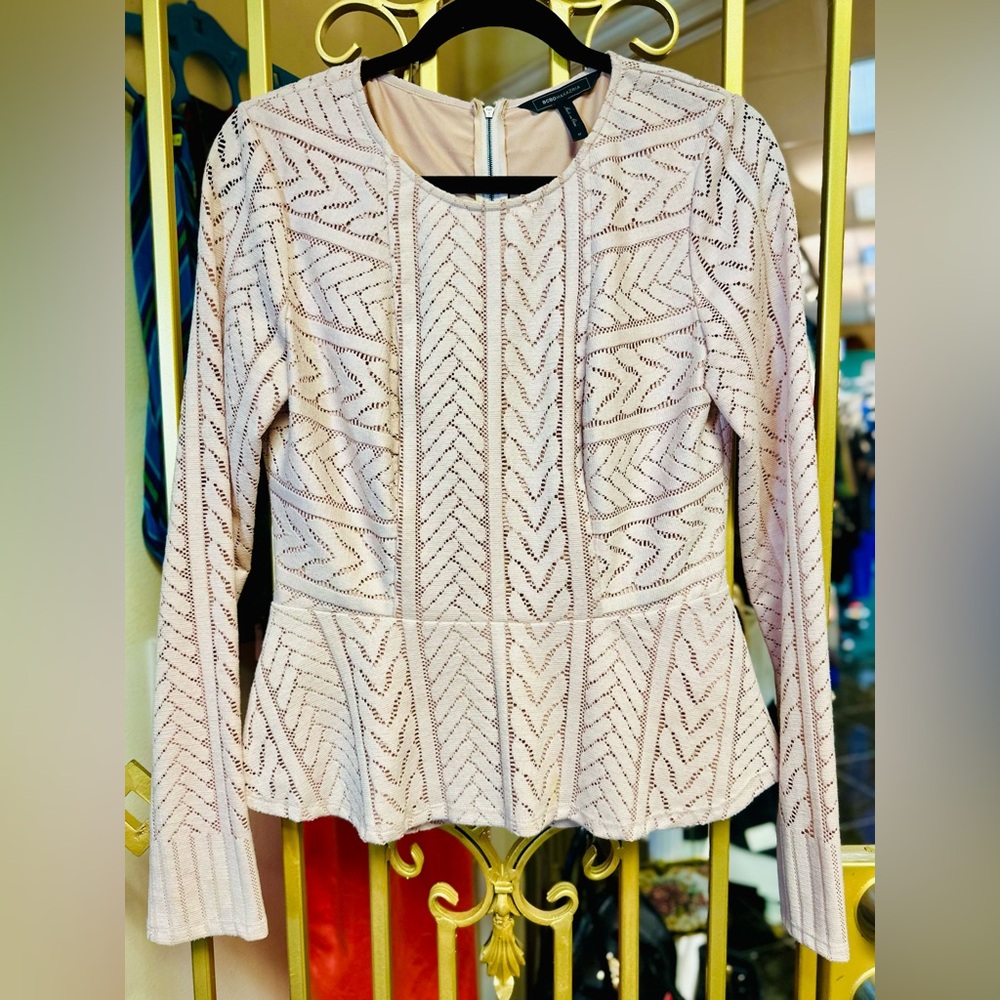 Bcbgmaxazria Blush Patterned Blouse - image 1